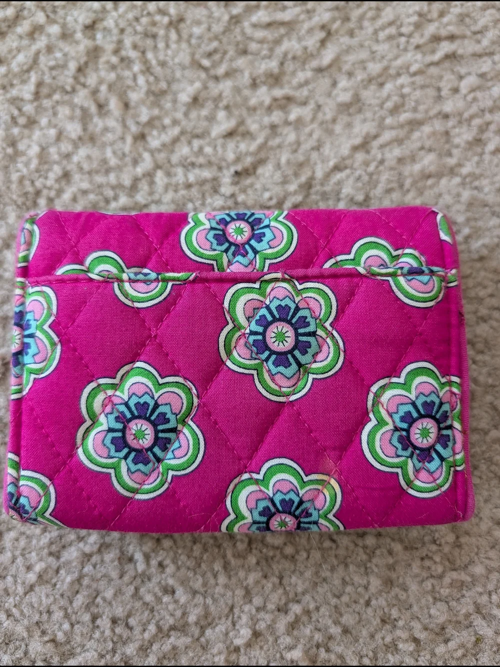 Vera Bradley Pink Retired Swirls Quilted Floral Trifold Wallet - Picture 3 of 4